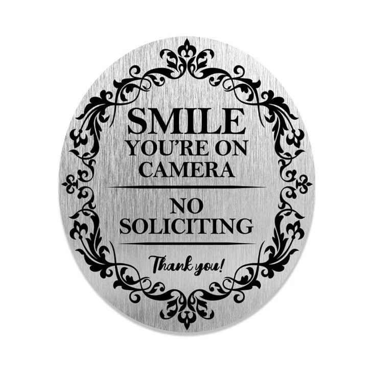 No Soliciting Sign Metal Self Adhesive Sign Silver_ No Soliciting Sign Metal Self Adhesive Sign Silver_